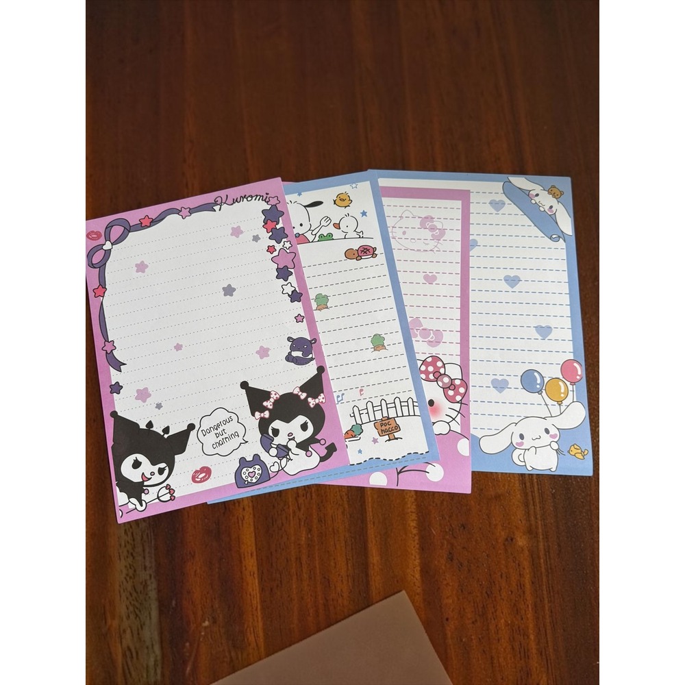 Sanrio Stationery Set 3pk 12 Pages Kuromi Hello Kitty Cinnamoroll Pochacco Paper
